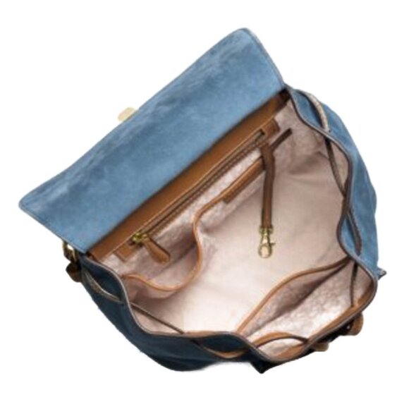 Michael Kors Romy Medium Blue Suede Backpack - Picture 3 of 12